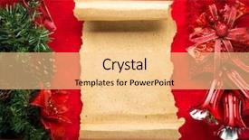  Presentation with scroll - Colorful presentation design enhanced with papyrus antique - christmas vintage scroll on red backdrop and a lemonade colored foreground