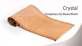  Presentation with scroll - Audience pleasing PPT theme consisting of papyrus antique - parchment scroll isolated on white backdrop and a white colored foreground
