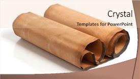  Presentation with antique parchment - Theme featuring papyrus antique - parchment scroll isolated on white background and a lemonade colored foreground