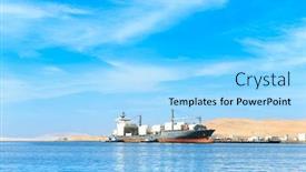  Presentation with long tailed boat fishing boat - Presentation design featuring paracas-peru-fishing-boat background and a light blue colored foreground