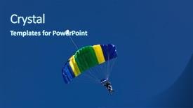  Presentation with freedom - Cool new slide deck with parachute - parachuting against blue sky backdrop and a ocean colored foreground