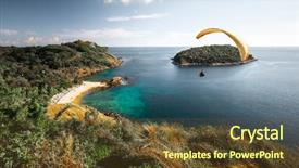  Presentation with parachute - PPT theme having parachute - paraglider flying over the water background and a tawny brown colored foreground