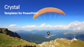  Presentation with take - Amazing PPT theme having parachute - paraglider prepareing to take off backdrop and a teal colored foreground
