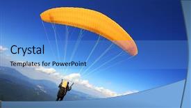  Presentation with parachute - PPT theme with parachute - paraglider taking off background and a light blue colored foreground