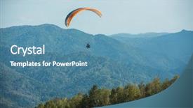  Presentation with paragliding - Slide set featuring parachute - paragliding in altai mountains paragliders background and a teal colored foreground