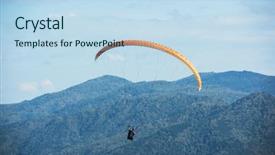  Presentation with paragliding - Presentation design featuring parachute - paragliding in altai mountains paragliders background and a sky blue colored foreground