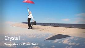  Presentation with parachute - Beautiful presentation theme featuring parachute - passenger or pilot with umbrella backdrop and a gray colored foreground