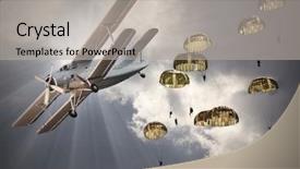  Presentation with parachute - Cool new PPT theme with parachute - retro style picture backdrop and a light gray colored foreground