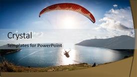  Presentation with parachute - Presentation enhanced with parachute - skydiver flying over the water background and a light blue colored foreground