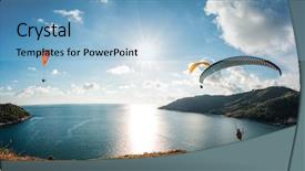  Presentation with parachute - Audience pleasing PPT layouts consisting of parachute - three skydiver flying backdrop and a light blue colored foreground