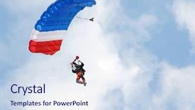  Presentation with parachute - Amazing slides having parachutist on colorful parachute floating backdrop and a sky blue colored foreground