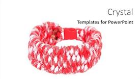  Presentation with paracord - Slide set featuring paracord survival bracelet using a ladder weave in a red and white candystripe colored cord background and a white colored foreground