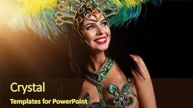  Presentation with costume - PPT theme with parade - brazilian woman posing in samba background and a wine colored foreground