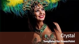  Presentation with costume - Presentation theme having parade - brazilian woman posing in samba background and a tawny brown colored foreground