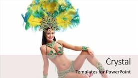  Presentation with costume - Colorful slides enhanced with parade - brazilian woman posing in samba backdrop and a lemonade colored foreground