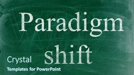  Presentation with chalk - PPT layouts having paradigm-shift-business-phrase-written background and a ocean colored foreground