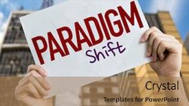  Presentation with cityscape - Amazing theme having paradigm shift placard with cityscape backdrop and a coral colored foreground