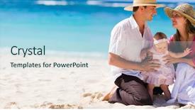  Presentation with memory book family photo album - Beautiful slides featuring paradise 3 - family vacation panoramic photo backdrop and a sky blue colored foreground