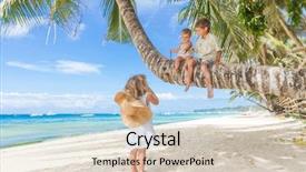  Presentation with beach palm tree wedding - Beautiful PPT theme featuring paradise 3 - happy children - boy backdrop and a lemonade colored foreground