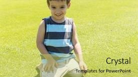  Presentation with meadow - Cool new presentation theme with paradise 3 - little kid running on green backdrop and a yellow colored foreground