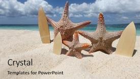  Presentation with philippines - PPT theme featuring paradise 3 - three starfish surfers on sand background and a soft green colored foreground