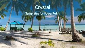  Presentation with paradise island - PPT theme featuring paradise deserted tropical beach background and a ocean colored foreground
