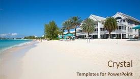  Presentation with paradise island - Slide set having paradise garden - luxury houses on the grand background and a lemonade colored foreground