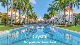  Presentation with luxury resort - PPT theme consisting of paradise garden - luxury tropical resort in mexico background and a teal colored foreground