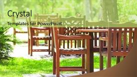  Presentation with cafe - Presentation theme consisting of paradise garden - territory of nice cafe background and a yellow colored foreground