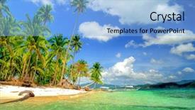  Presentation with tropical - Presentation with paradise island relaxing getaway - deserted tropical beach background and a light blue colored foreground