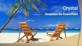  Presentation with romantic getaway - Presentation theme having paradise island relaxing getaway - romantic tropical holidays background and a cobalt blue colored foreground