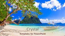  Presentation with paradise island - Colorful presentation theme enhanced with paradise-nature-and-exotic-wild backdrop and a lemonade colored foreground