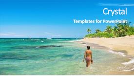  Presentation with paradise island - Slides featuring paradise remote island tropical getaway background and a teal colored foreground