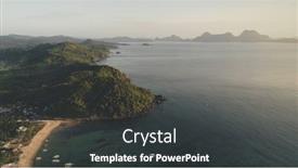  Presentation with island resort - Slide deck featuring paradise-resort-at-tropic-island background and a dark gray colored foreground