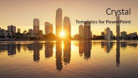  Presentation with paradise - Slides featuring paradise skyline at sunrise australia background and a coral colored foreground