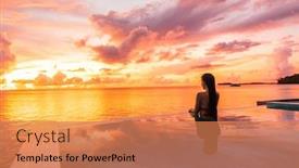  Presentation with infinity - Slide deck consisting of paradise-sunset-idyllic-vacation-woman background and a coral colored foreground