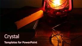  Presentation with oil lamp - Slides enhanced with paraffin lamp and books background and a  colored foreground