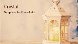  Presentation with lantern - Theme consisting of paraffin oil - lantern on wooden table background and a  colored foreground