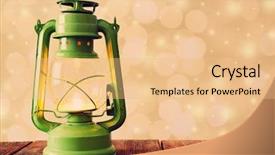  Presentation with lantern - Theme enhanced with paraffin oil - lantern on wooden table background and a coral colored foreground