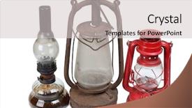  Presentation with lamps - Audience pleasing theme consisting of paraffin oil - old kerosene lamps on white backdrop and a light gray colored foreground