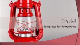  Presentation with red grey - PPT layouts enhanced with paraffin oil - red kerosene lamp on grey background and a soft green colored foreground