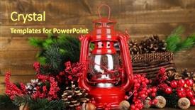  Presentation with wooden board empty table top - Beautiful presentation theme featuring paraffin oil - red kerosene lamp on wooden backdrop and a tawny brown colored foreground