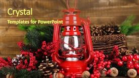  Presentation with wooden - Cool new PPT layouts with paraffin oil - red kerosene lamp on wooden backdrop and a tawny brown colored foreground