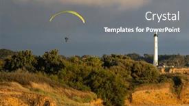  Presentation with flying - PPT layouts with paraglider-flying-above-a-beautiful background and a gray colored foreground
