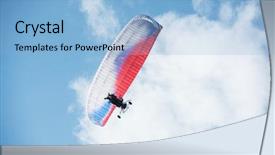  Presentation with paragliding - Presentation theme with paragliding in mountains para gliders background and a light blue colored foreground