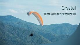  Presentation with paragliding - PPT theme featuring paragliding in mountains para gliders background and a sky blue colored foreground