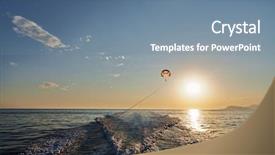  Presentation with paragliding - Colorful slide deck enhanced with paragliding in the evening above sea backdrop and a seafoam green colored foreground