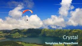  Presentation with paragliding - Cool new PPT layouts with paragliding over sete cidades sao miguel island azores portugal europe backdrop and a ocean colored foreground
