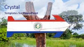  Presentation with blue aged wood sign - PPT theme having paraguay flag wooden sign background and a sky blue colored foreground
