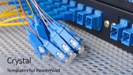  Presentation with fiber optic - Audience pleasing slide set consisting of network redundancy - server with fiber optic cables backdrop and a light blue colored foreground